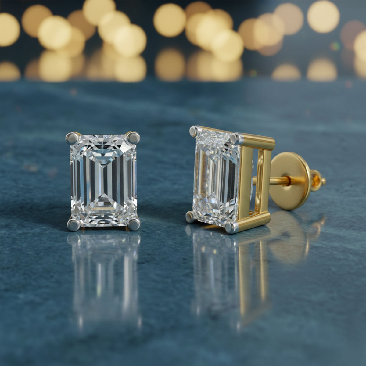 7.34 Carat 14K Gold Emerald Brillance Earring