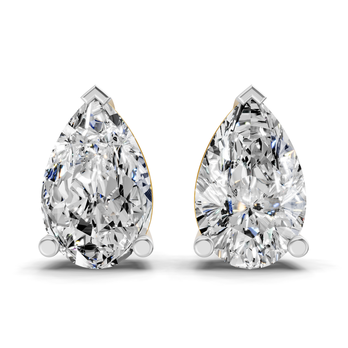 7.35 Carat 14K Gold Pear Stud Earring