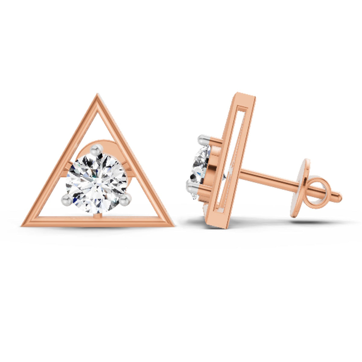 Ethereal Solitaire Diamond Stud Earrings
