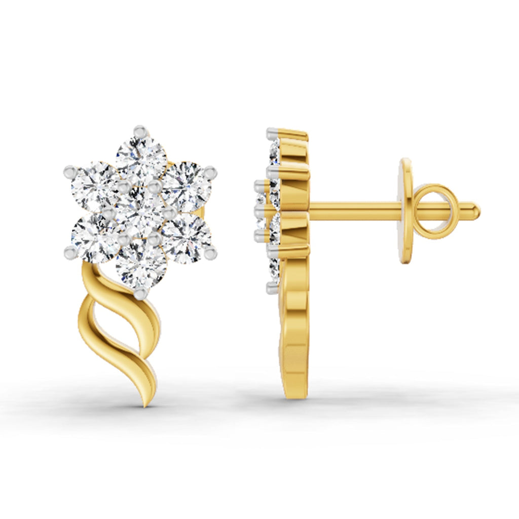0.97 Carat Diamond Floral Stud Earrings 14K Sparkles
