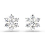 0.98 Carat Diamond Floral Cluster Stud Earrings 14K