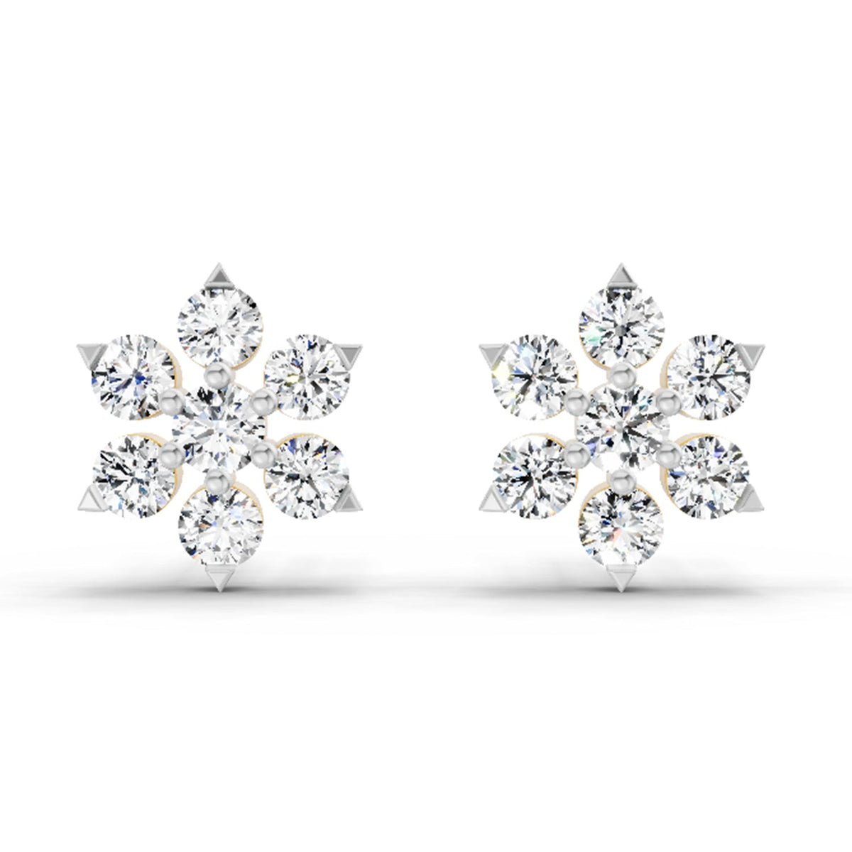 0.98 Carat Diamond Floral Cluster Stud Earrings 14K