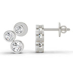 Dazzling Three-Stone Diamond Stud Earrings