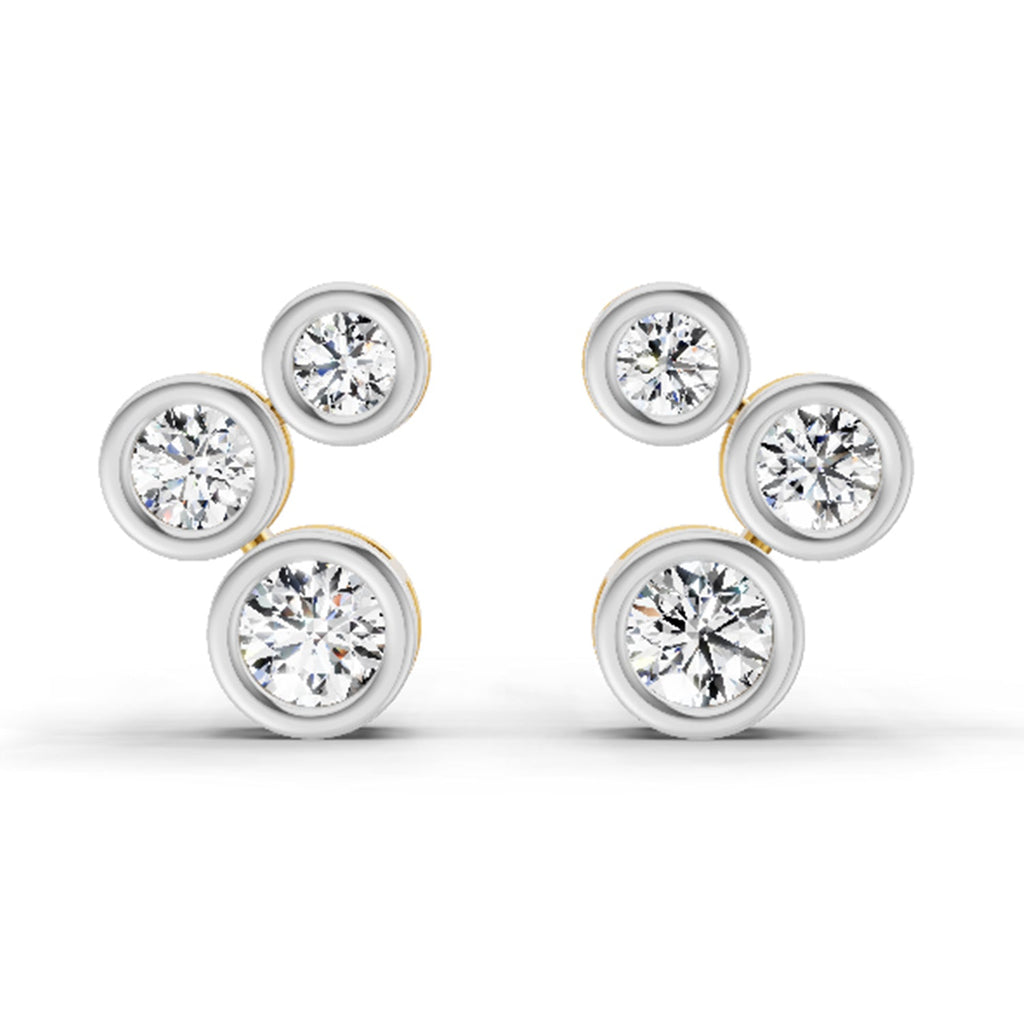 0.67 Carat Round 3 Stone Earrings 14K