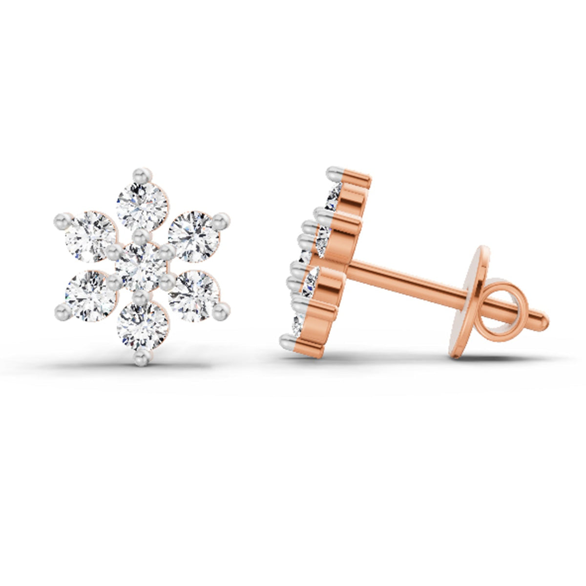 Radiant Floral Cluster Diamond Stud Earrings