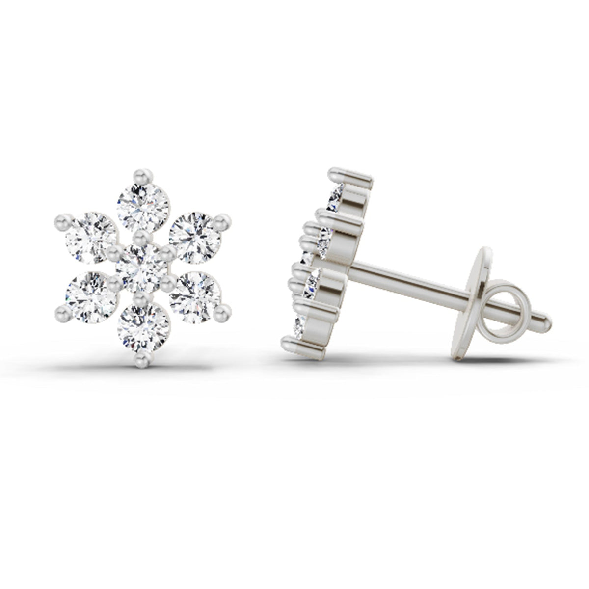 Radiant Floral Cluster Diamond Stud Earrings