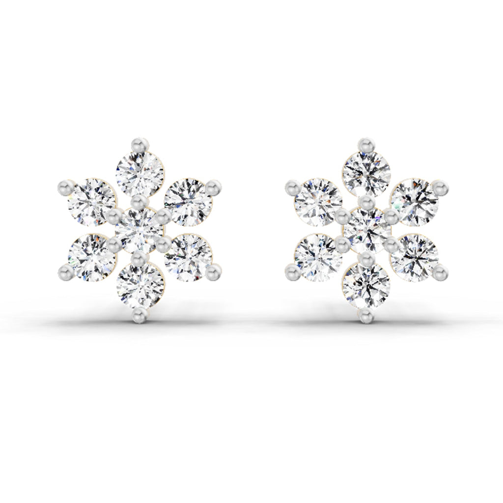 0.62 Carat Diamond Flower Cluster Stud Earrings 14K