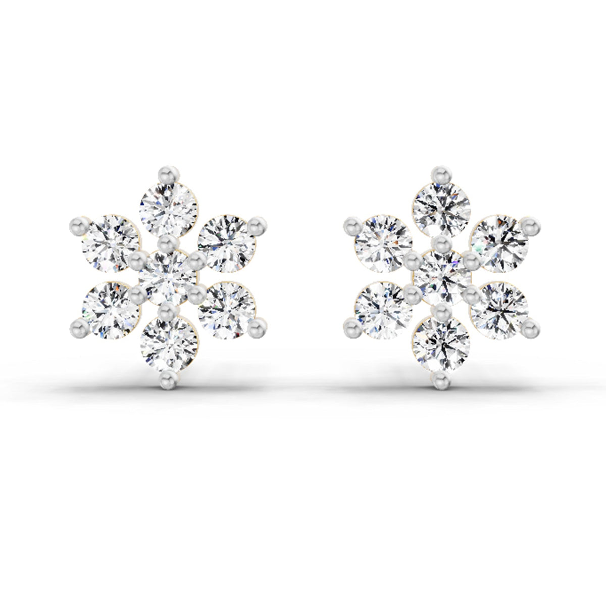 0.62 Carat Diamond Flower Cluster Stud Earrings 14K