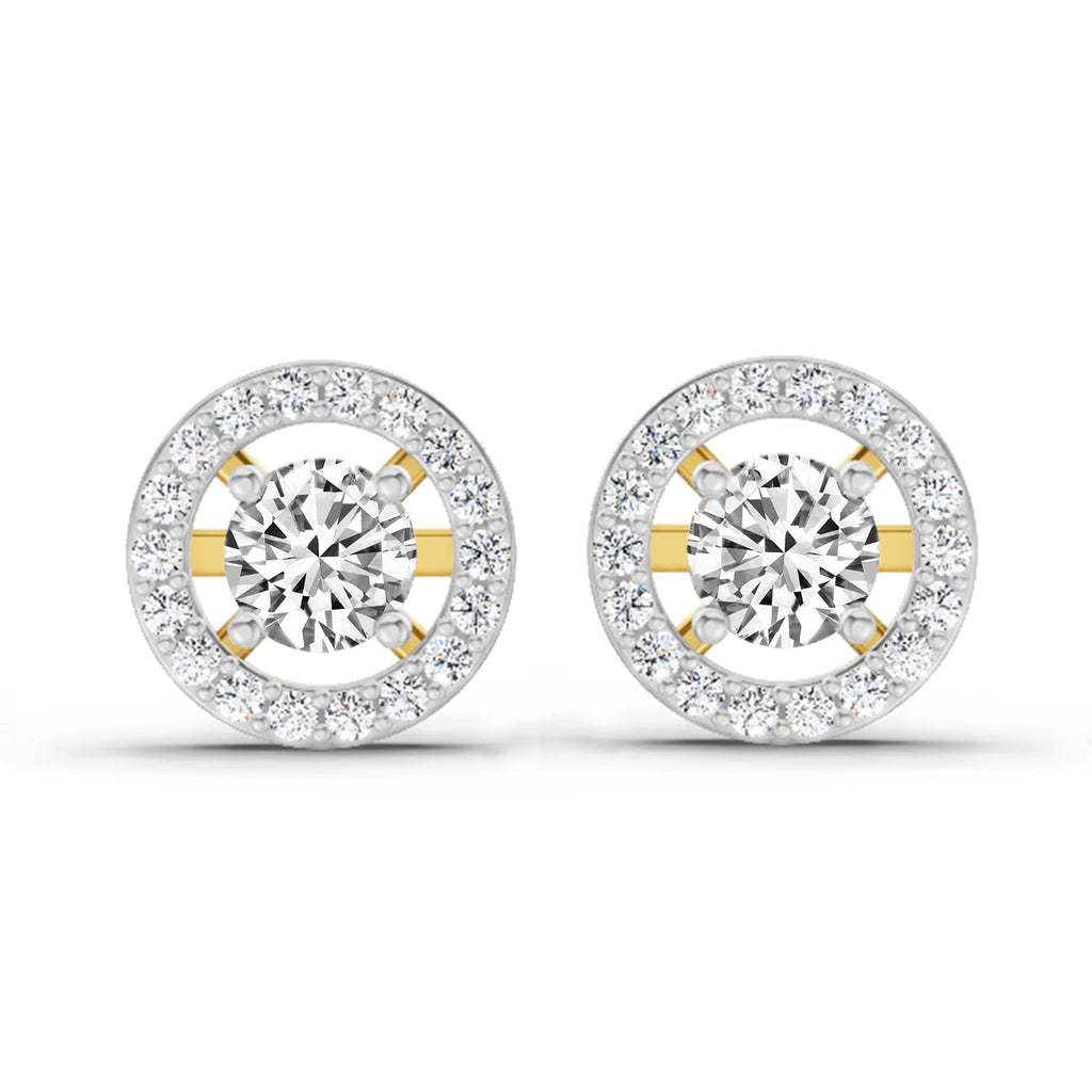 0.95 Carat Halo Diamond Stud Earrings 14K Sparkles