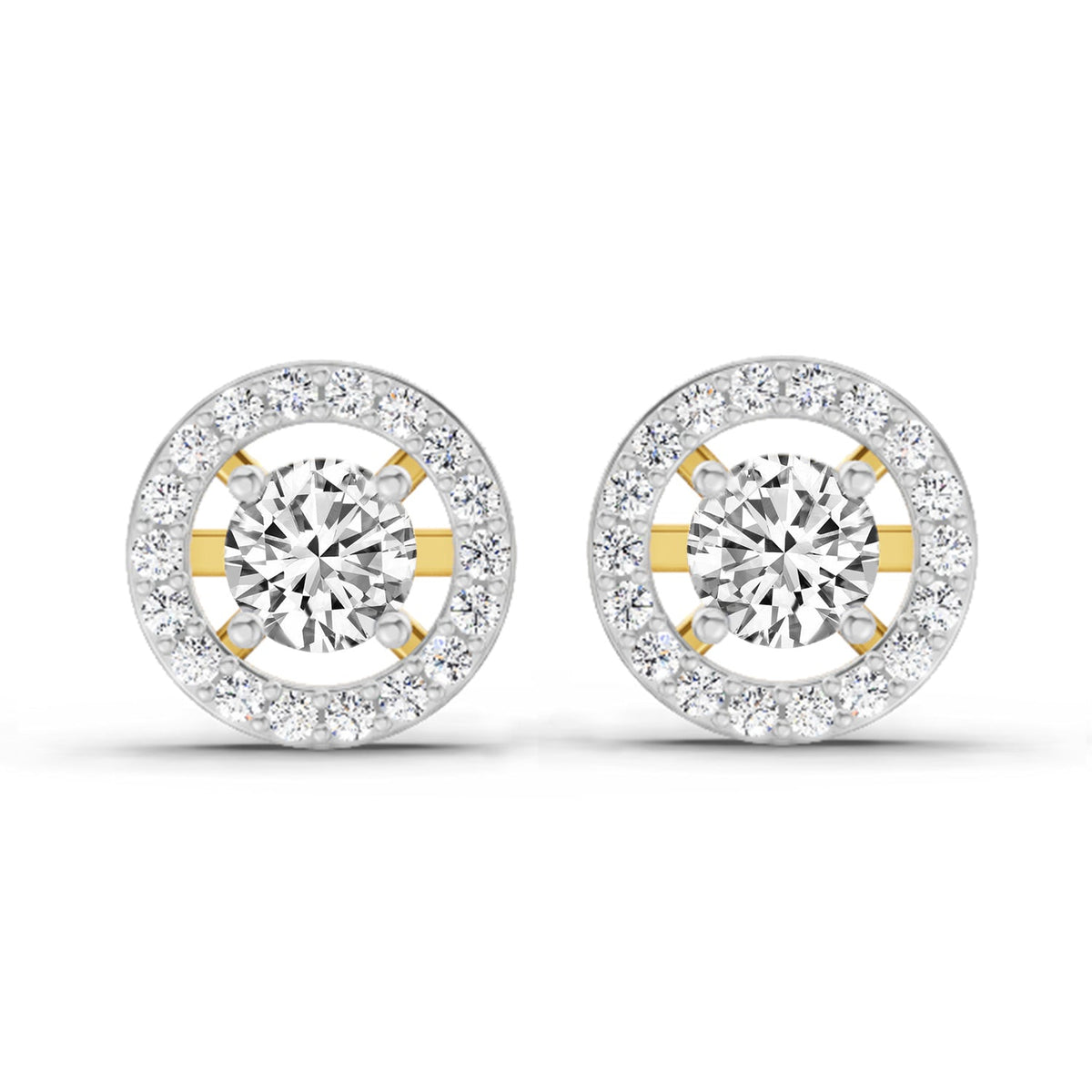 0.95 Carat Halo Diamond Stud Earrings 14K Sparkles