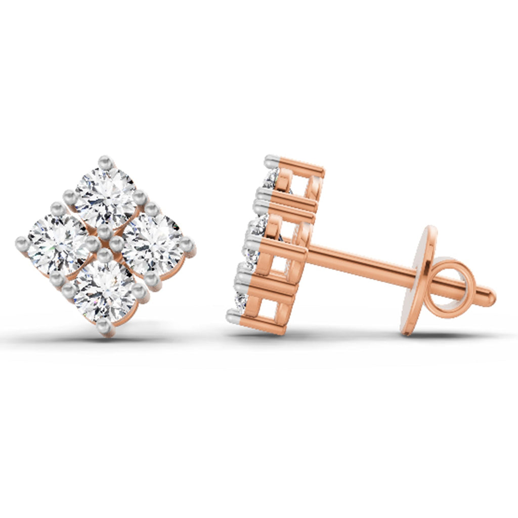 Glistening Square Diamond Stud Earrings