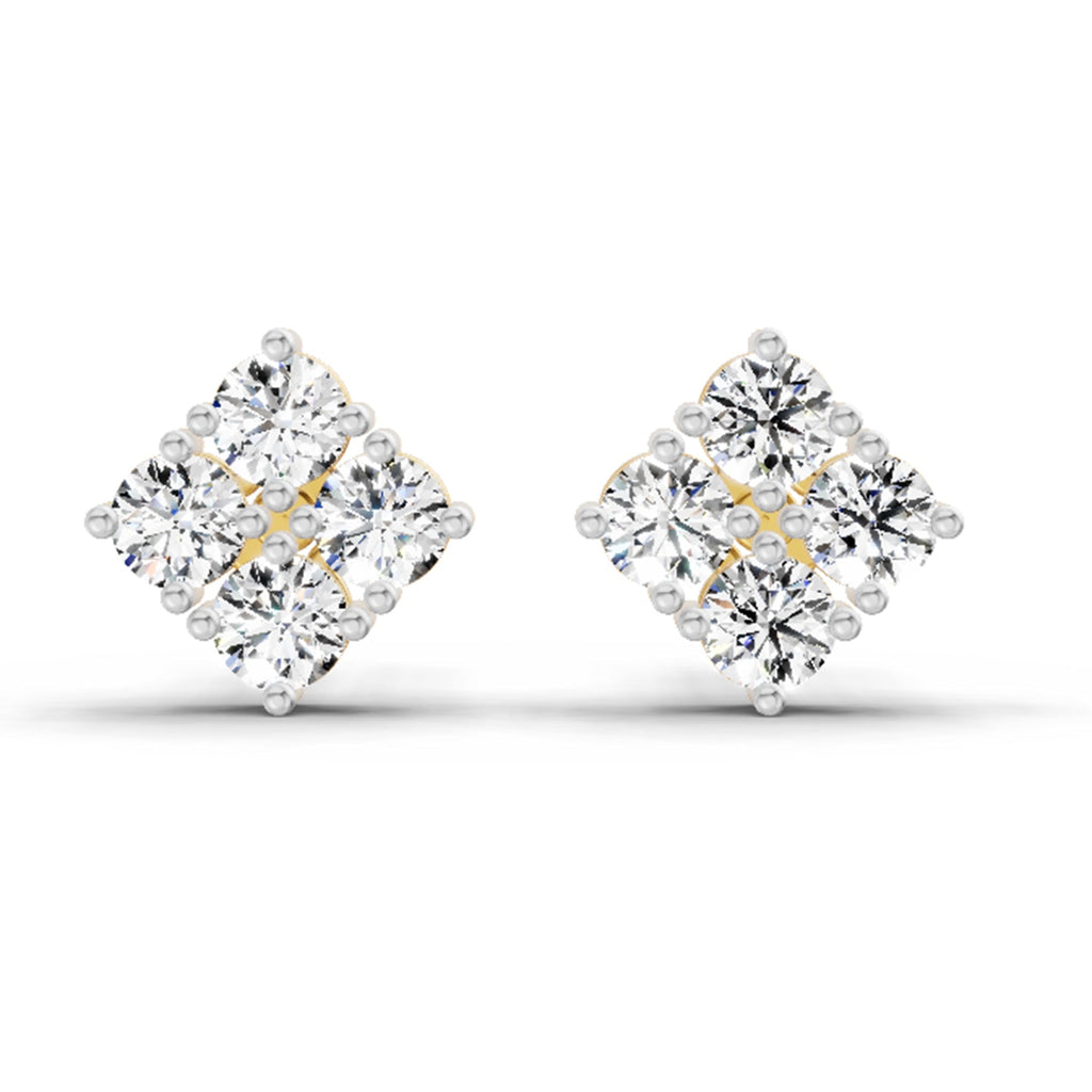 0.85 Carat Diamond Square Stud Earrings 14K