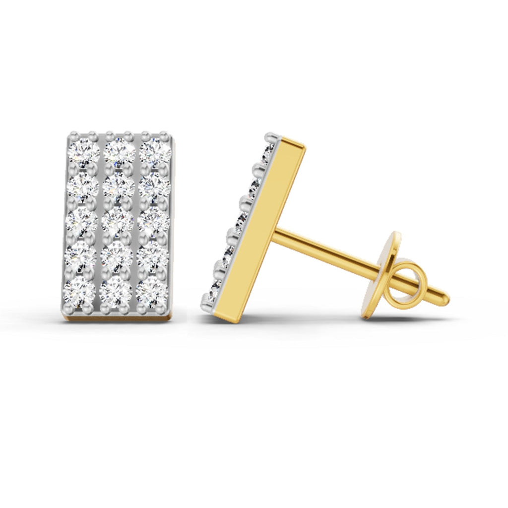0.75 Carat Diamond Rectangle Cluster Stud Earrings 14K
