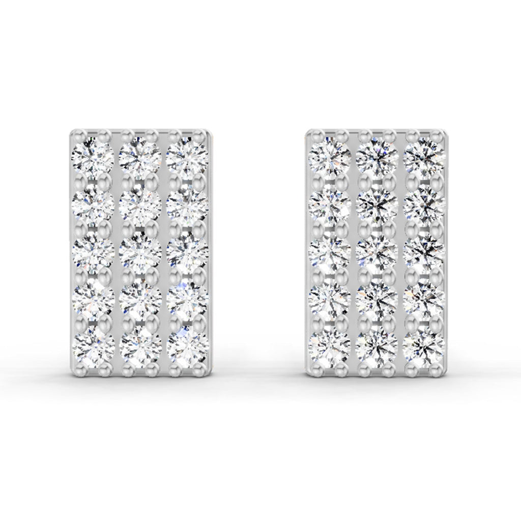 0.75 Carat Diamond Rectangle Cluster Stud Earrings 14K