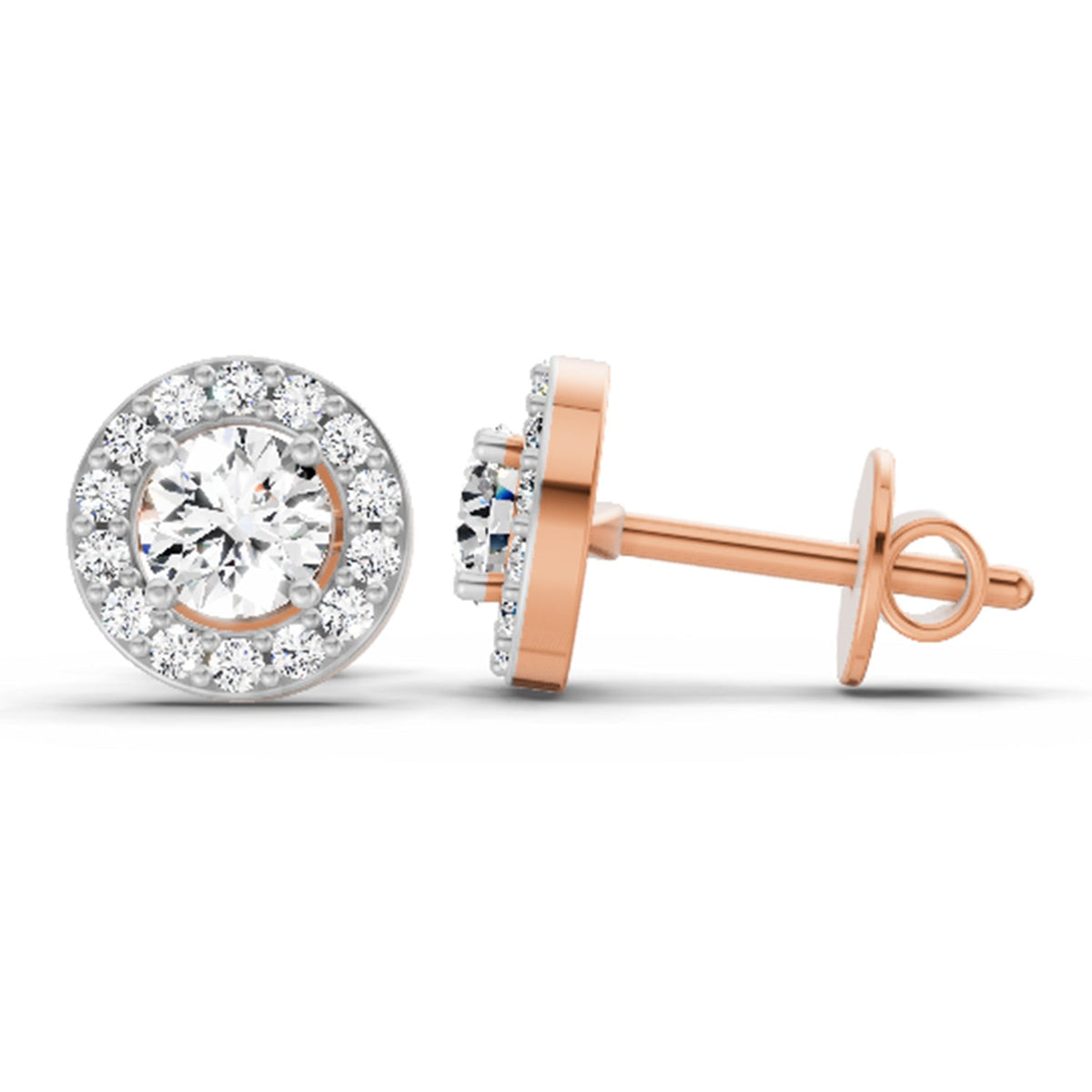Refined Halo Diamond Stud Earrings