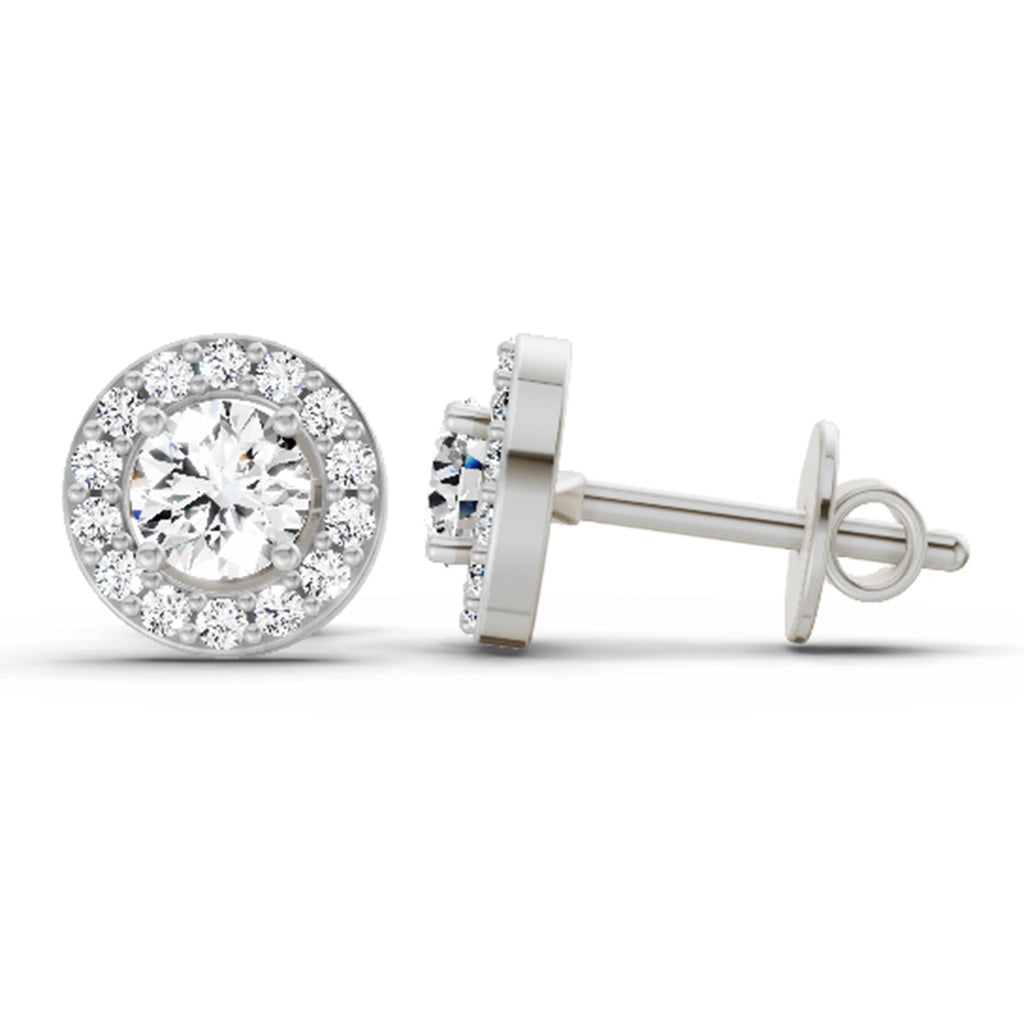 Refined Halo Diamond Stud Earrings