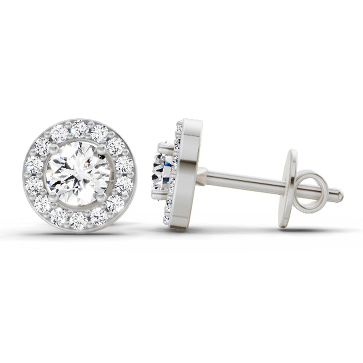 Refined Halo Diamond Stud Earrings