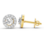 0.75 Carat Halo Diamond Stud Earrings 14K Sparkles