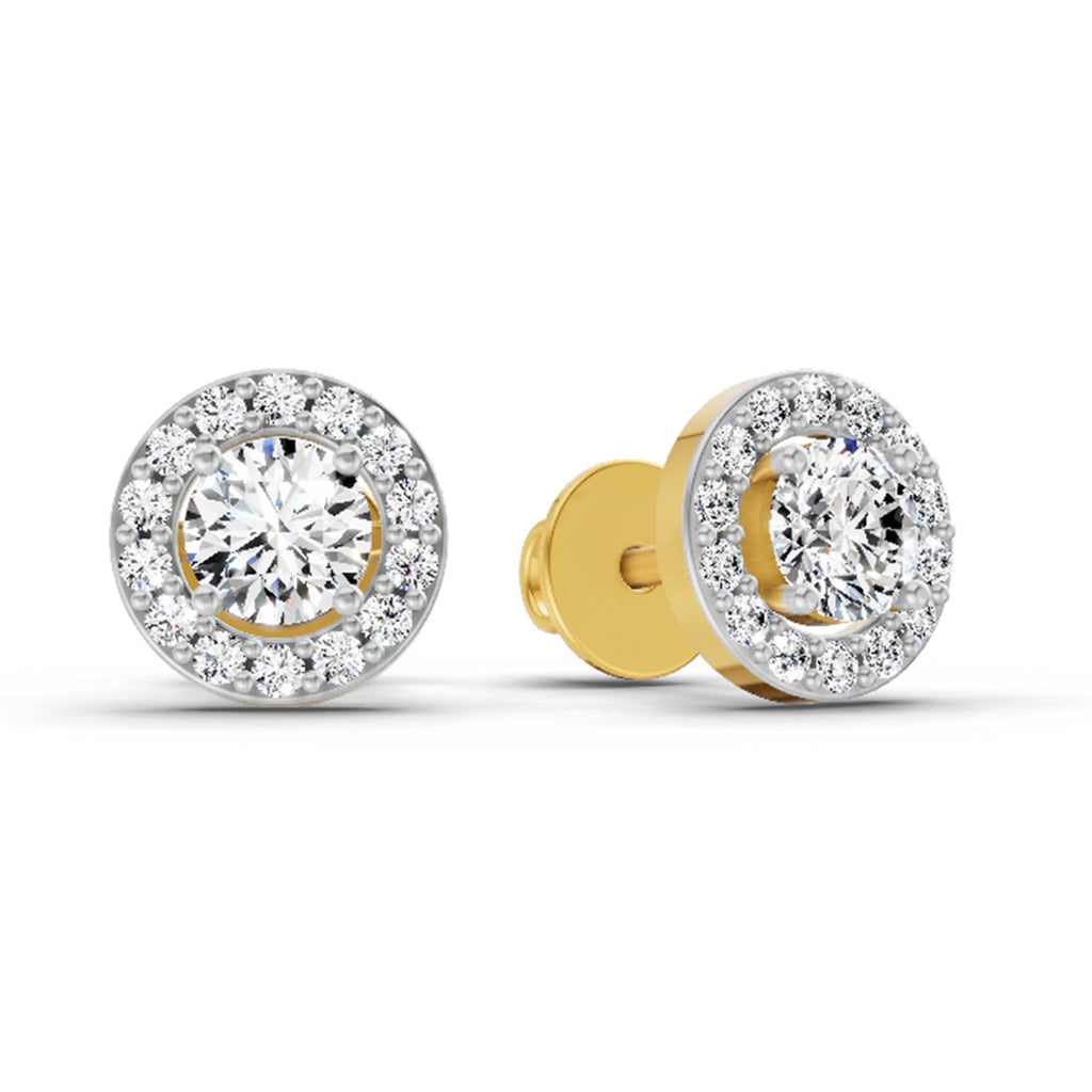 0.75 Carat Halo Diamond Stud Earrings 14K Sparkles