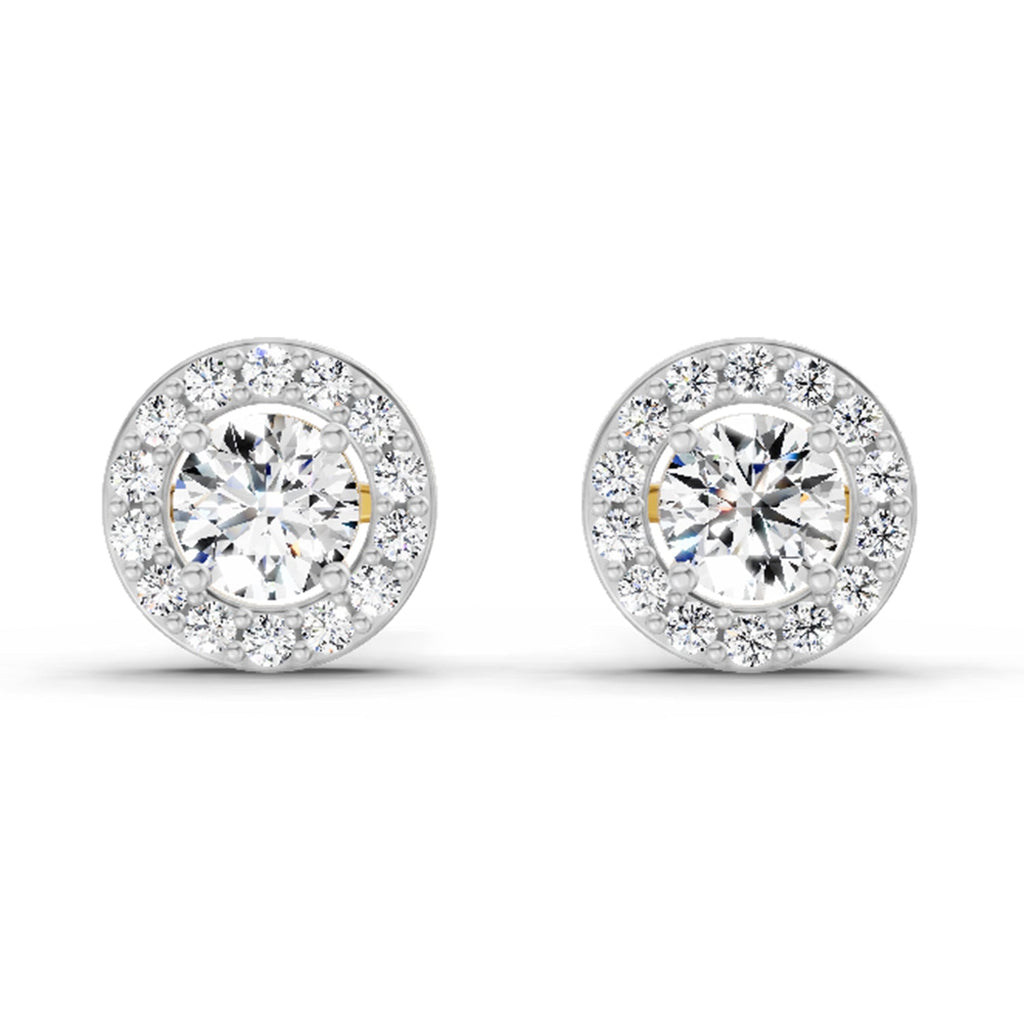 0.75 Carat Halo Diamond Stud Earrings 14K Sparkles