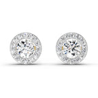 0.75 Carat Halo Diamond Stud Earrings 14K Sparkles