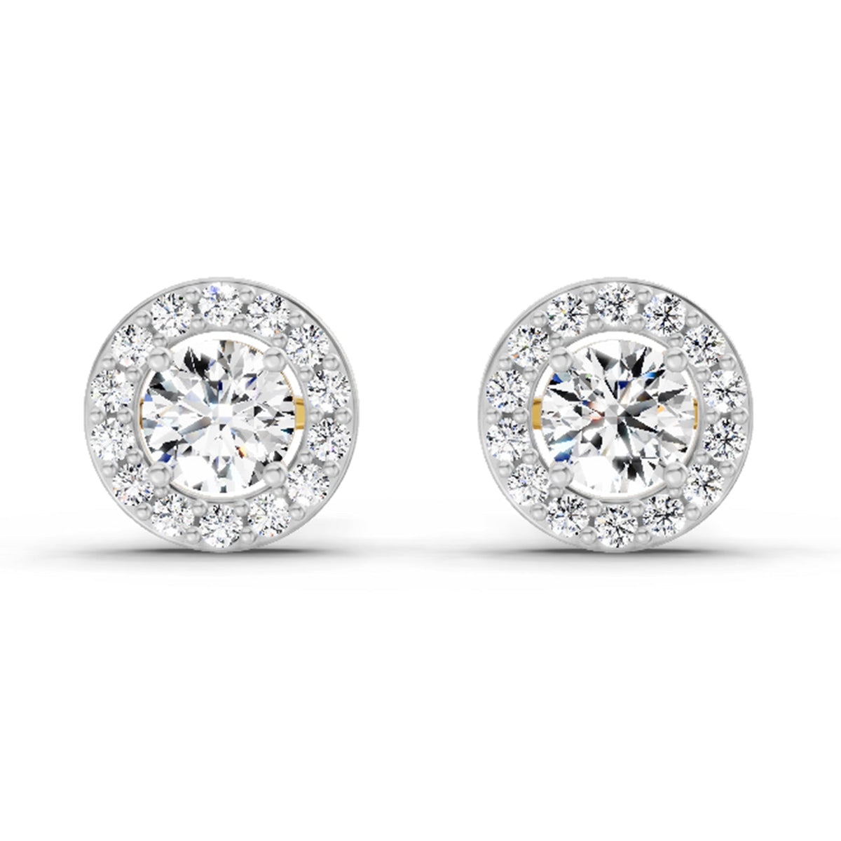 0.75 Carat Halo Diamond Stud Earrings 14K Sparkles