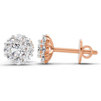 Dazzling Floral Halo Diamond Stud Earrings