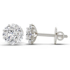 Dazzling Floral Halo Diamond Stud Earrings