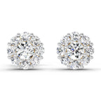 0.57 Carat Floral Halo Diamond Stud Earrings 14K