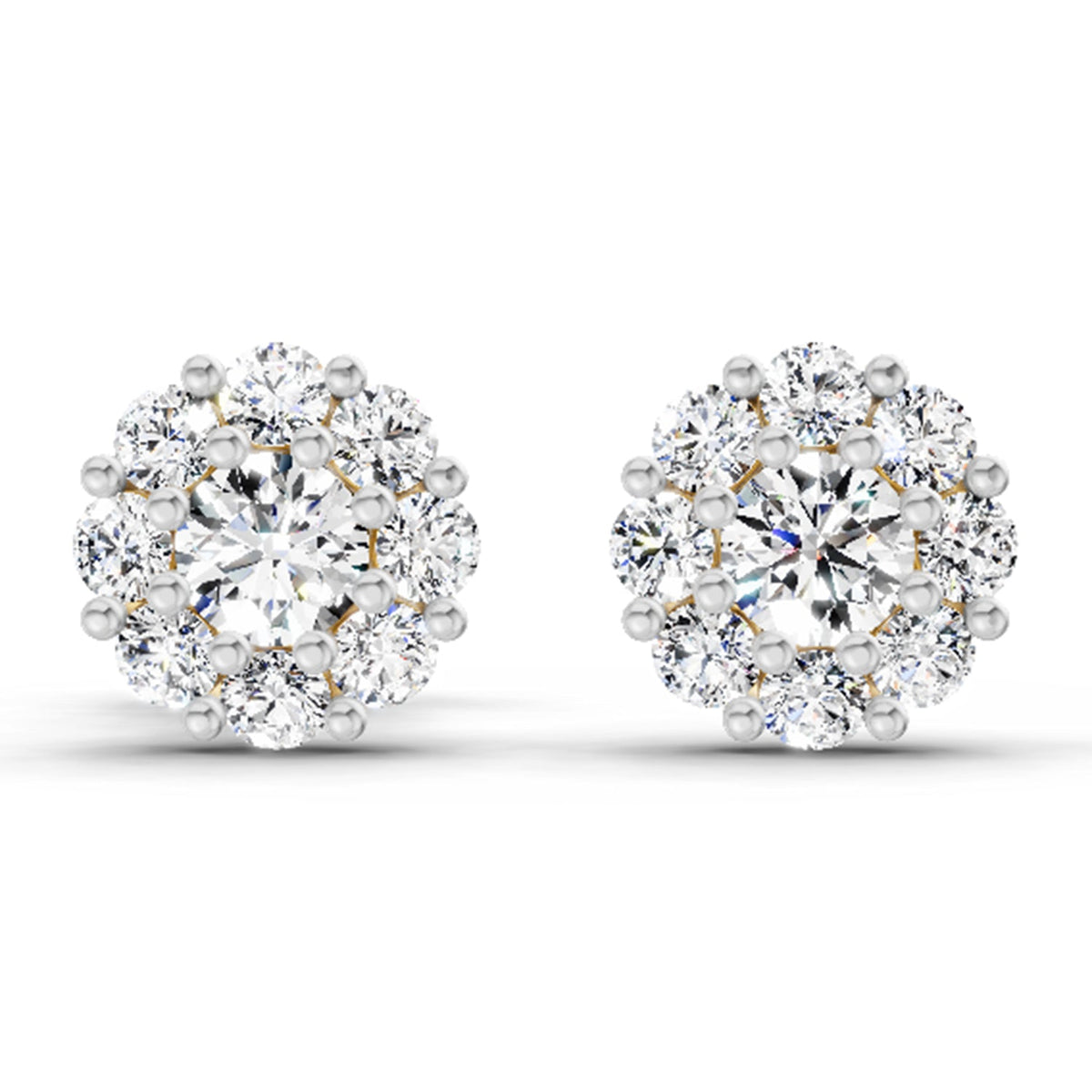 0.57 Carat Floral Halo Diamond Stud Earrings 14K