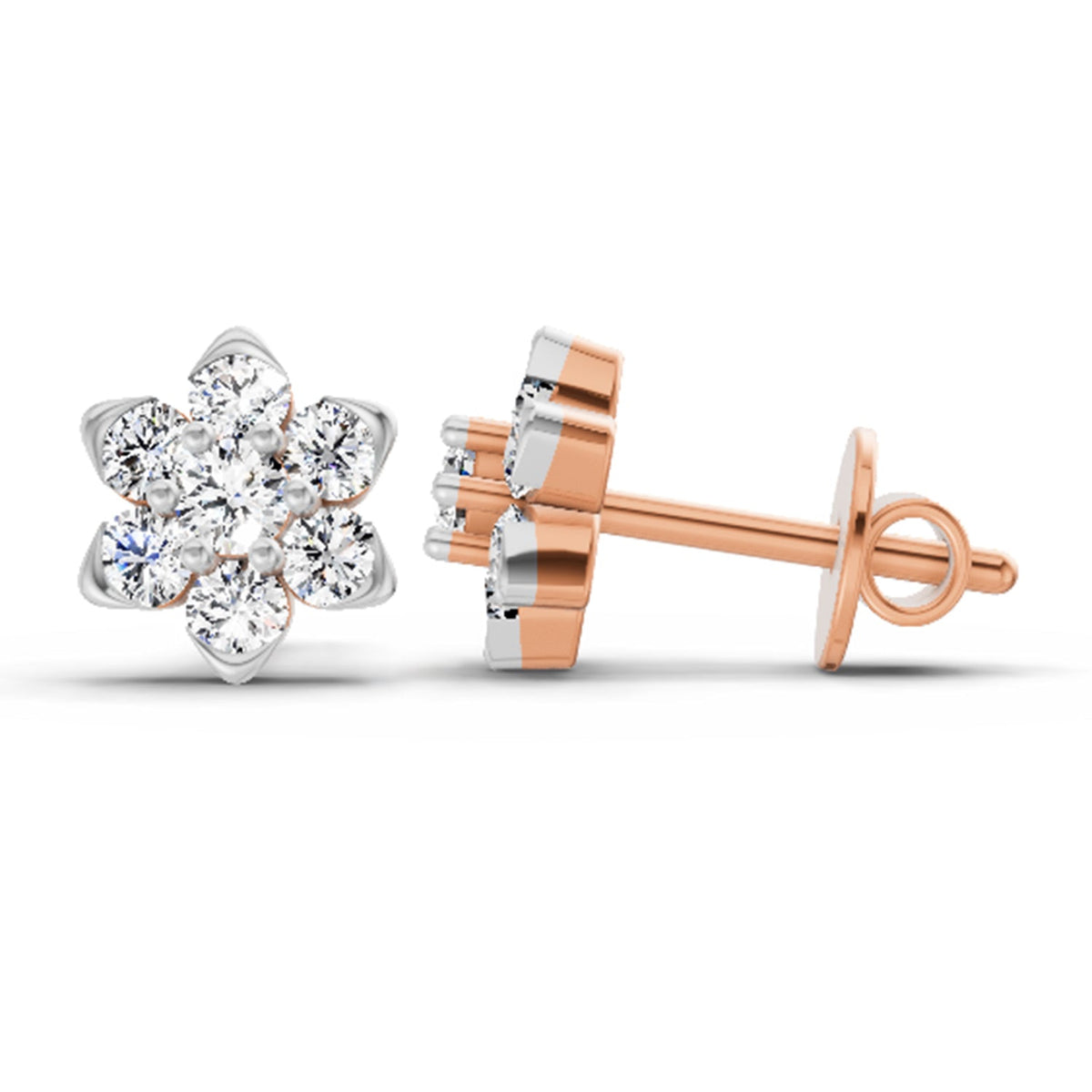 Luminous Floral Cluster Diamond Stud Earrings