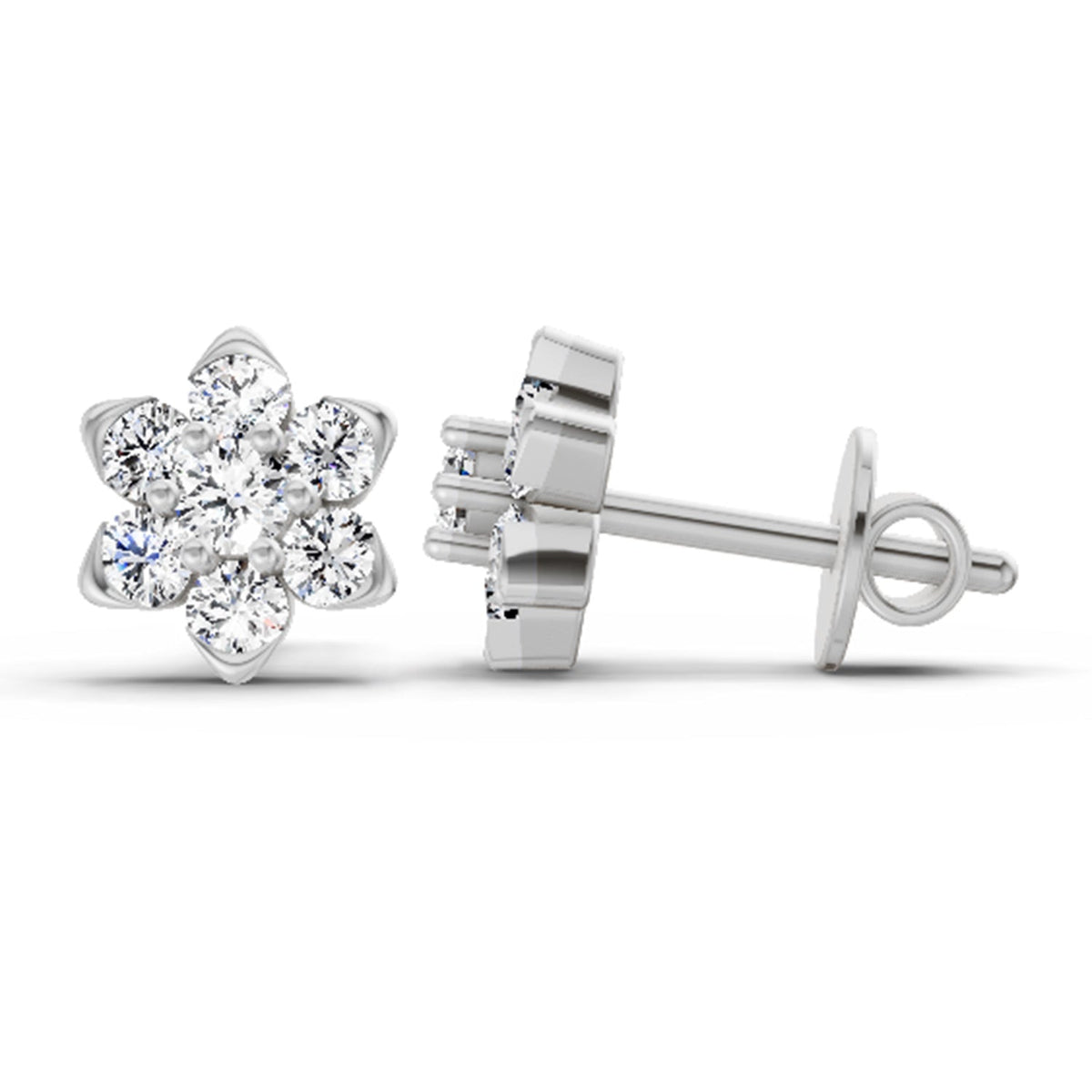 Luminous Floral Cluster Diamond Stud Earrings
