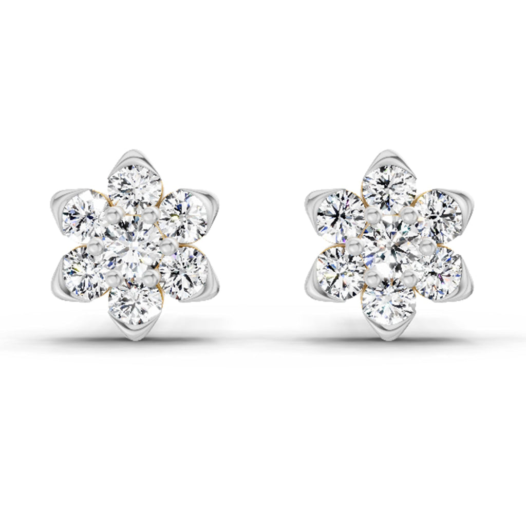 0.67 Carat Diamond Flower Cluster Stud Earrings 14K