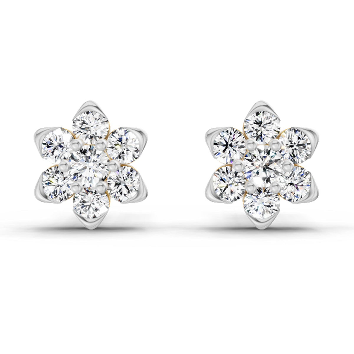0.67 Carat Diamond Flower Cluster Stud Earrings 14K