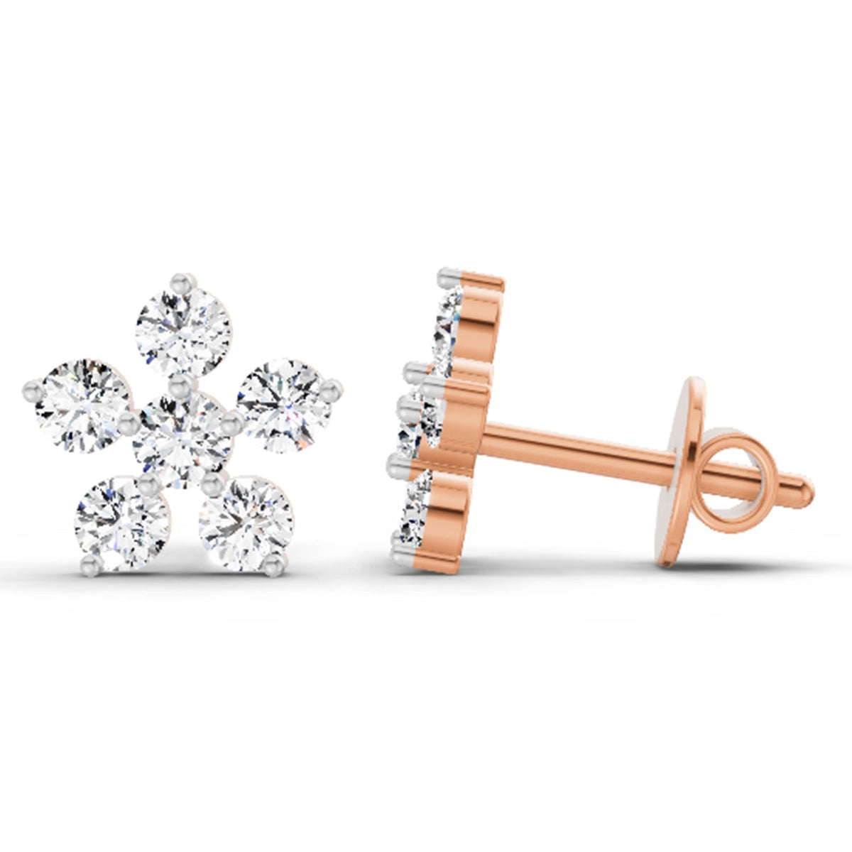 Exquisite Floral Diamond Stud Earrings