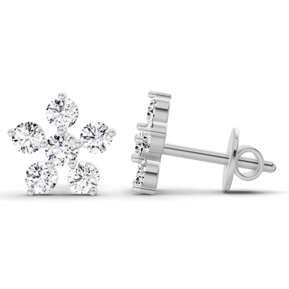 Exquisite Floral Diamond Stud Earrings