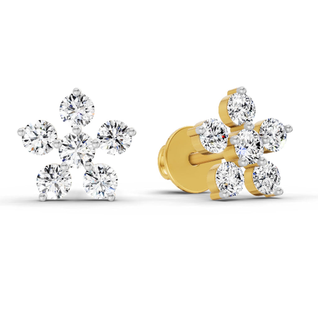 0.44 Carat Diamond Floral Stud Earrings 14K