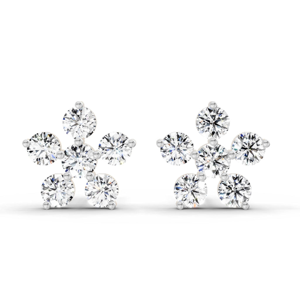 0.44 Carat Diamond Floral Stud Earrings 14K