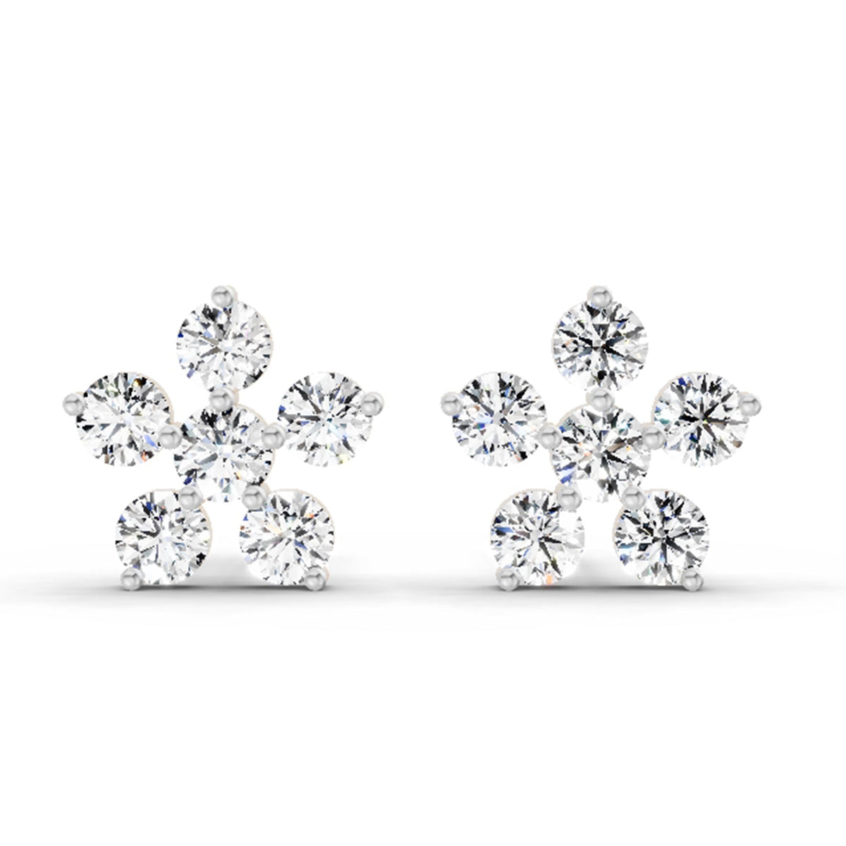0.44 Carat Diamond Floral Stud Earrings 14K