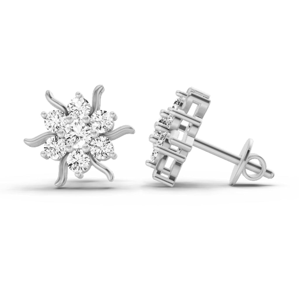 Dazzling Floral Cluster Diamond Stud Earrings