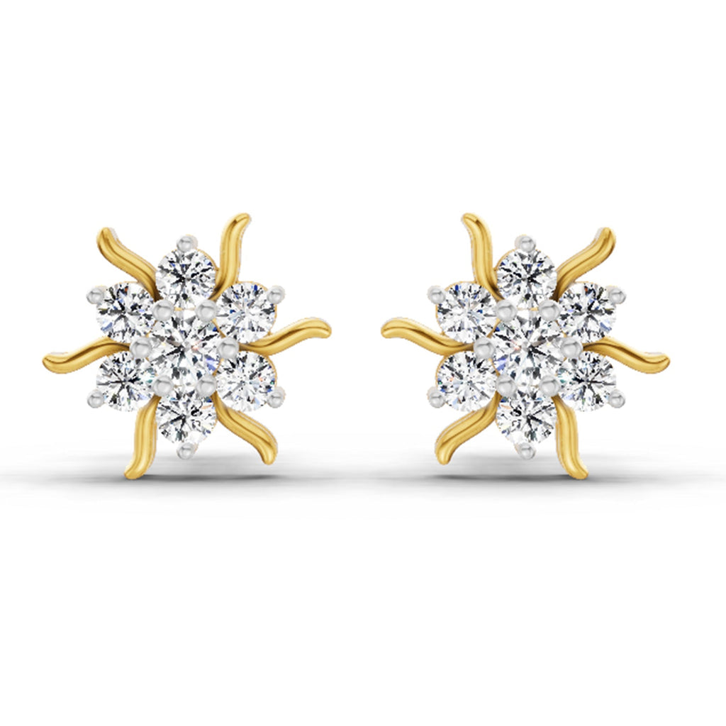 0.92 Carat Diamond Floral Cluster Stud Earrings 14K
