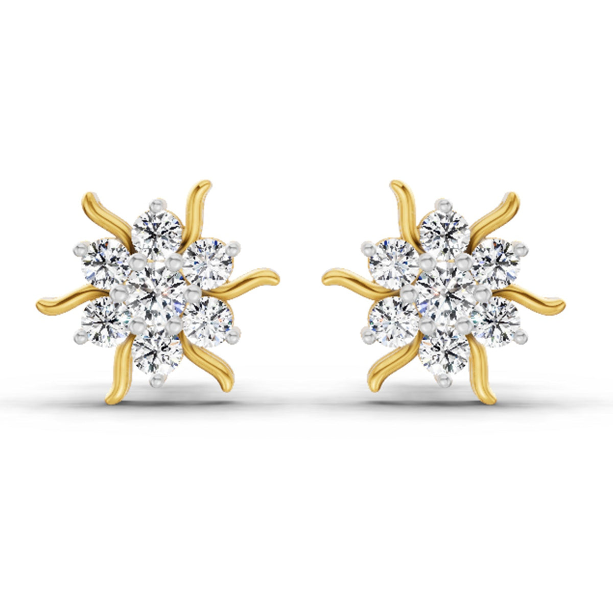 0.92 Carat Diamond Floral Cluster Stud Earrings 14K