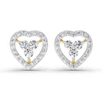 0.63 Carat Heart Shape 3 Stone Diamond Stud Earrings 14K