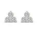 1 Carat Diamond 3 Stone Stud Earrings 14K