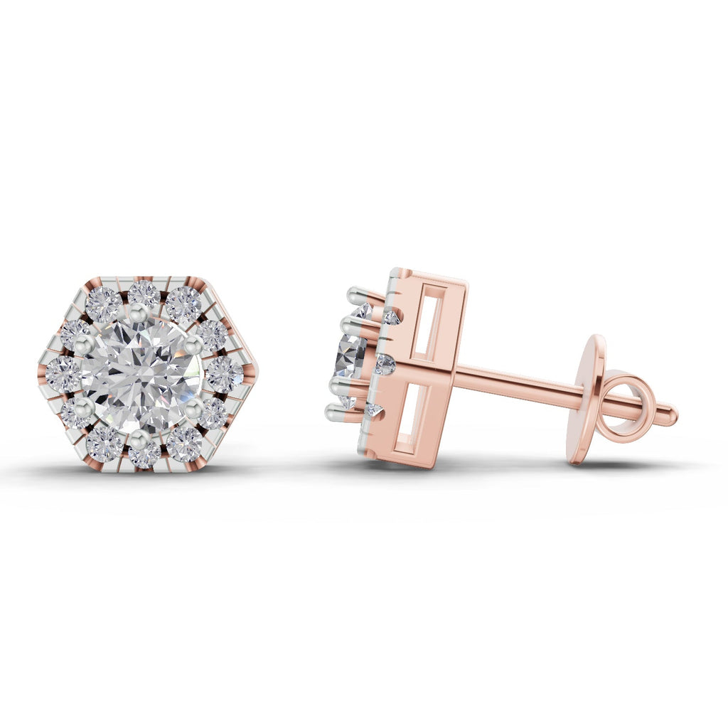 Gleaming Halo Diamond Stud Earrings