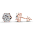 Gleaming Halo Diamond Stud Earrings