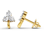 0.52 Carat 3 Stone Diamond Stud Earrings 14K