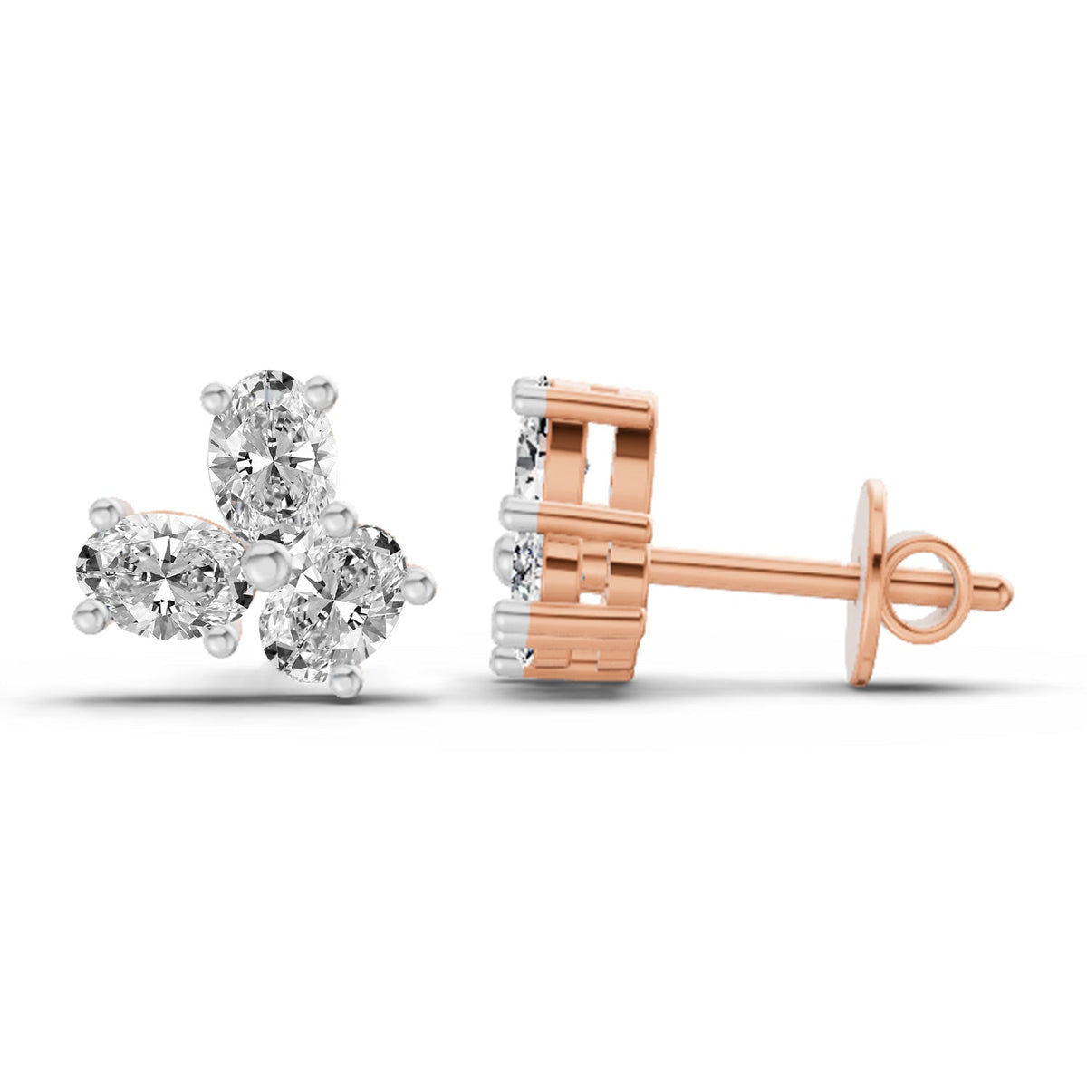 Luminous Oval Diamond Stud Earrings
