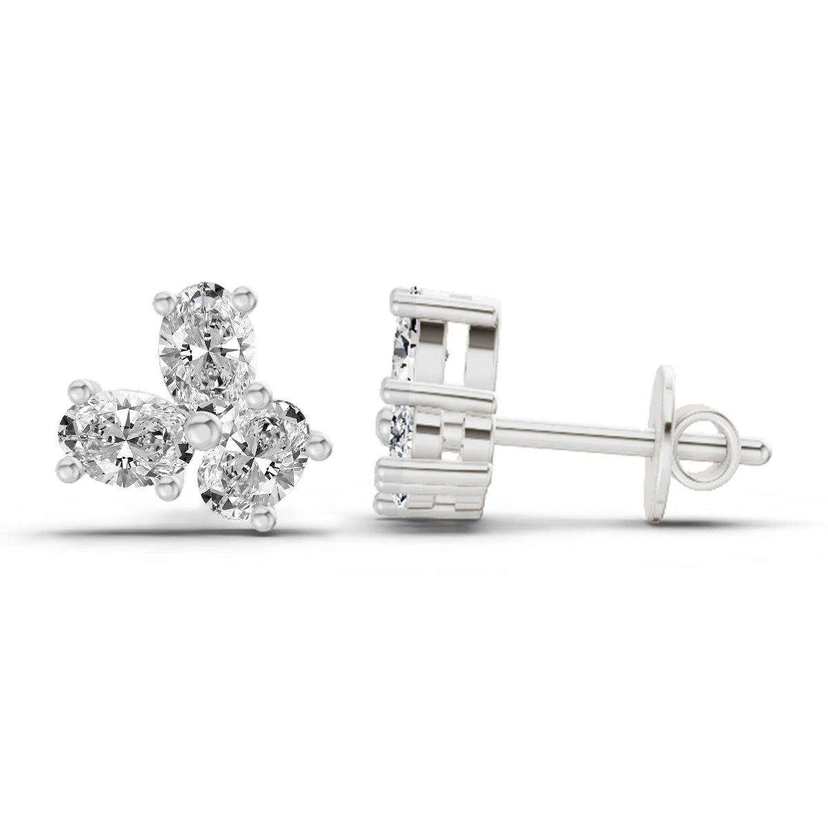 Luminous Oval Diamond Stud Earrings