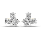 1 Carat Oval Shape 3 Stone Diamond Stud Earrings 14K